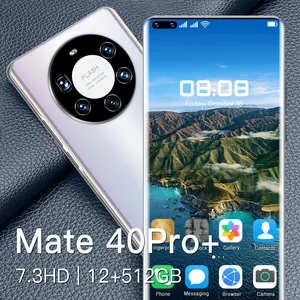 Vente chaude Mate 40 Pro + Original 12gb + 512gb 24mp + 50mp Déverrouillage du visage Affichage complet Android 10.0 Téléphone portable Téléphone mobile intelligent