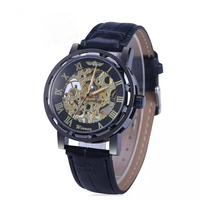 De diseño de moda transparente hombres ganador movimiento automático de muñeca reloj mecánico