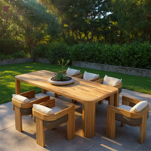 Modern Teak Outdoor <strong>Dining</strong> <strong>Bench</strong> <strong>Set</strong> <strong>with</strong> Tea Table and Seats-Waterproof for Courtyard - Product Image 2