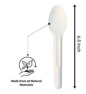 Cuillères jetables écologiques en bagasse de 6,5 pouces – Couverts biodégradables et compostables robustes, idéaux pour la canne à sucre - Product Image 2