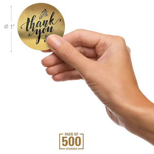 <span class=keywords><strong>Rouleau</strong></span> d'autocollants de remerciement personnalisés ronds en or métallique de luxe, 500 pièces, 1 pouce, avec impression florale en écriture cursive pour l'emballage des petites entreprises - Product Image 4