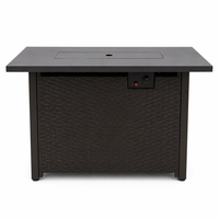 Table de foyer extérieur au propane 50000 BTU en fer avec verre bleu, brûleur autoportant en acier inoxydable à grain de bois, portable pour jardin