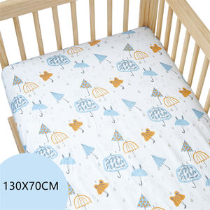 Sábana bajera de 100% algodón <span class=keywords><strong>para</strong></span> <span class=keywords><strong>cuna</strong></span>, funda protectora suave <span class=keywords><strong>para</strong></span> cama de bebé y sábana elástica, ropa de cama de recién nacido con dibujos animados - Product Image 2