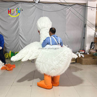 Costume gonflable d'animal en peluche pour adulte, oie blanche, pour marcher et rouler
