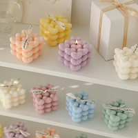 Bougie artisanale moderne en forme de cœur, cube géométrique Rubik, bougie parfumée en cire de soja, cadeau de Noël, de Pâques, de mariage, pour la maison