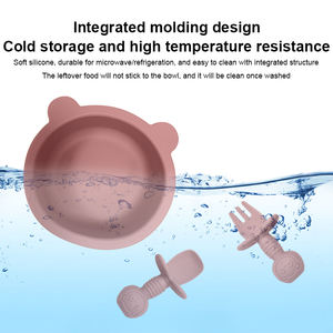 Juego de Vajilla Infantil Reutilizable y Ecológico, Cuchara y Tenedor Suaves de Silicona de Grado Alimenticio, Plato para Alimentación de Bebés - Product Image 5