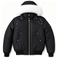 Manteau d'hiver épais imperméable en velours pour homme BQ, avec capuche en fausse fourrure, style bomber, fermeture éclair, plus de 300g