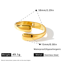 Bracelet jonc épais et lisse en acier inoxydable de créateur pour femme, étanche, vente en gros, accessoires de bijouterie, cadeaux pour femme