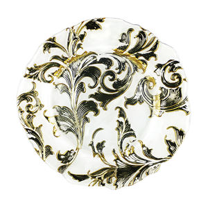 Assiette <span class=keywords><strong>de</strong></span> présentation en verre doré ornée <span class=keywords><strong>de</strong></span> mandalas, 33 cm, noire <span class=keywords><strong>et</strong></span> dorée, pour mariages, banquets <span class=keywords><strong>et</strong></span> décorations <span class=keywords><strong>de</strong></span> <span class=keywords><strong>table</strong></span> - Product Image 4