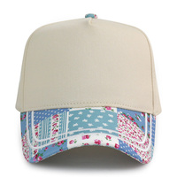 Gorra de Béisbol HBA54 Personalizada con Bordado, Rayas, Puntos, Flores, Estilo Vintage, Cierre a Presión, Dos Tonos, Algodón