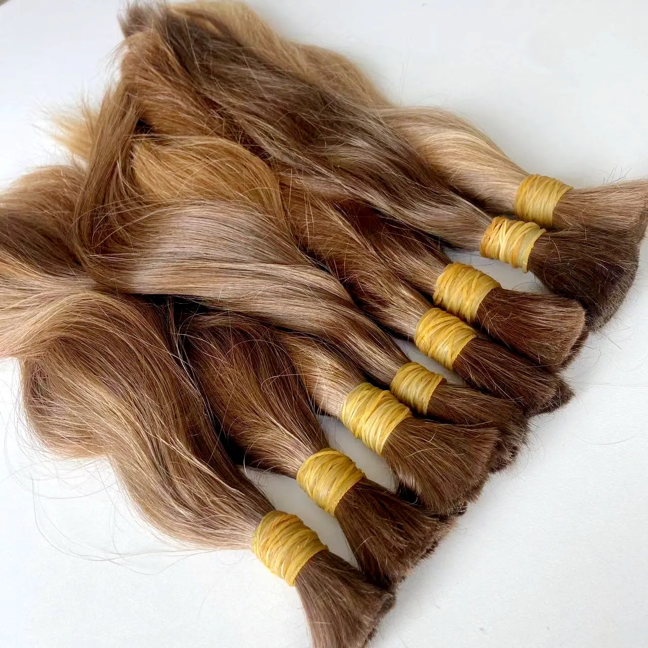 European No Weft Human Hair Bulk Extension Virgin Natural Straight 100% Unprocessed Remy Light Brown Hair Bulk