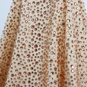 FB yeni popüler taş el yapımı renkli kristal kumaş gerilebilir tül dantel kumaş yapay elmas ağ kumaş