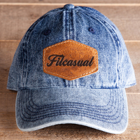 Casquette de baseball vintage bleu clair délavé avec logo personnalisé, casquette de papa en jean délavé avec patch en cuir, style streetwear