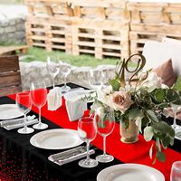 Ensemble de 3 nappes jetables en plastique noir et rouge, rectangulaires, 54x108 pouces, pour anniversaires, mariages, remises de diplômes