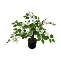 Bonsaï artificiel réaliste en bougainvillier blanc, plante en pot de 45 cm, petite fausse verdure en pot pour la décoration de la maison, du bureau, de l'hôtel ou de la table