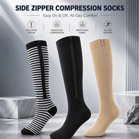 Chaussettes de compression à fermeture éclair latérale, chaussettes de compression graduée pour la course à pied, les voyages, les sports, la récupération, OEM ODM