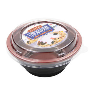 ปกพลาสติกสีแดงและสีดำทิ้ง <span class=keywords><strong>Donburi</strong></span> ข้าวราเมนก๋วยเตี๋ยวชามซุปที่มีฝาปิด - Product Image 1