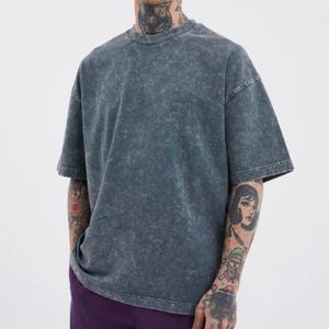 Camiseta con Logotipo Personalizado, Diseño Extragrande con Recorte en la Espalda, Estilo Retro, Corte y Costura Vintage, Lavado Desgastado, Bordes sin Rematar - Product Image 3