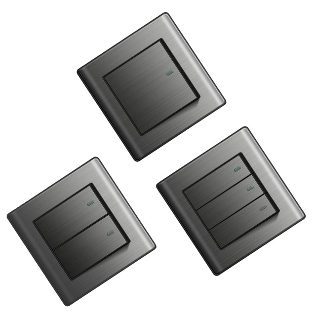 Stainless Steels Double 2 Pin Socket 4 Hole Socket Electrical Wall Switch Sockets Luxury House Customize CE Safety 16A