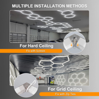 Lumière de garage LED hexagonale super lumineuse 100LM/W, lumière de garage en forme de nid d'abeille, 8 hexagones, lumières LED hexagonales DIY pour salle de sport, sous-sol, salon de coiffure