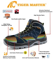 Chaussures de sécurité Tiger Master, embout en fibre de verre, anti-perforation, en cuir suédé bleu, antidérapantes, semelle en PU résistante à l'huile pour hommes, OEM