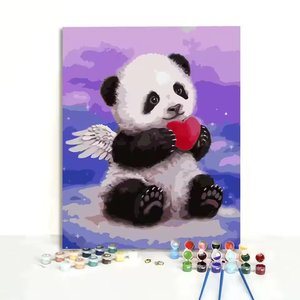 Kit de <span class=keywords><strong>Peinture</strong></span> <span class=keywords><strong>par</strong></span> Numéros DIY - Mignon <span class=keywords><strong>Panda</strong></span> Dessin Animé sur Toile, <span class=keywords><strong>Peinture</strong></span> à l'Huile Acrylique Faite à la Main - Product Image 4