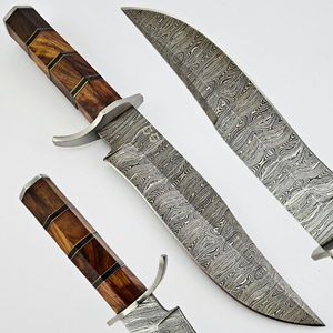 Custom Handmade Damascus Bowie Knife Knife OEM Supported Fixed Blade Leather Sheath Outdoor Survival - Product Image 1
