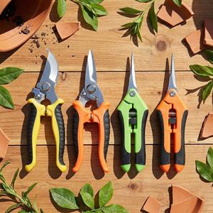 AOZOU - Juego de 4 Tijeras de Podar Manuales de Acero Inoxidable con Estructura de Mariposa y Mangos Amarillos para Diestros, para Jardinería - Product Image 3