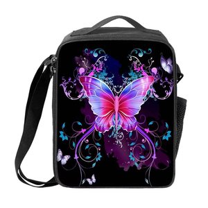 Nuevas bolsas de almuerzo para niños de la escuela sueño mariposa púrpura impresión personalizada almuerzo refrigerador bolsa de gran capacidad mochila a prueba de fugas - Product Image 1