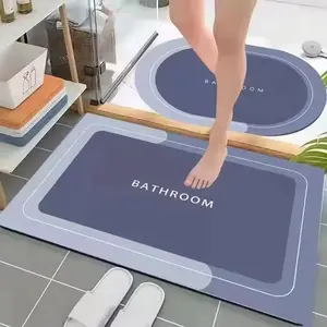 Tapetes de banheiro absorventes de água laváveis personalizados, conjunto de tapetes de borracha para banheiros modernos antiderrapantes, lama de diatomáceas