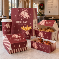 Boîte en papier jetable personnalisée avec logo pour emballage alimentaire de hamburgers, poulet frit et frites – Fabricant de contenants pour services rapides