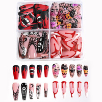 96 Pièces Style Halloween Fantôme Toile D'araignée Nail Art Patches Spicy Girl Commerce Extérieur Ongles Portables pour Application des Doigts