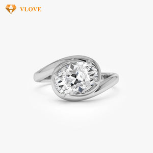 1.50ctw 14k ठोस सोने के अंडाकार आकार के लैबोड हीरा सोलिटेयर बाईपास सगाई शादी की पार्टी रिंग ट्रेंडी गहने निर्माता - Product Image 3