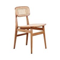 JP Chaise en bois massif au design moderne Porte-cartes en rotin tissé Table de canapé Café Restaurant Restauration Utilisation en extérieur