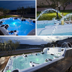 SR859 Commercial-Grade Dual-Zone Swim Spa Hydromassage and Swimming <strong>Pool</strong> Combo for <strong>Wellness</strong> for Outdoor Resorts and Homes - Product Image 3