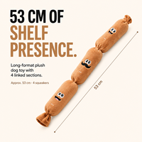 Jouet pour chien en peluche en forme de longue saucisse avec plusieurs couineurs