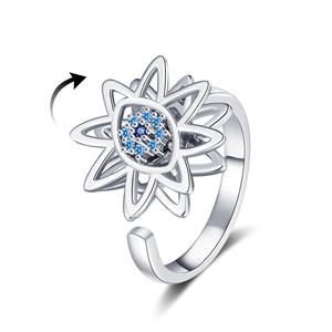 Anillo Giratorio de Ojo de Diablo con Circonita, Accesorio de Boda de Lujo de Alta Gama, Anillo Ajustable de Oro y Plata con Diseño Original - Product Image 5