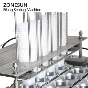 Máquina llenadora y selladora automática de líquidos y pastas ZONESUN ZS-AFS01P con bomba de pistón de 4 cabezales lineales para condimentos, salsas, mermeladas y vasos de plástico. - Product Image 2