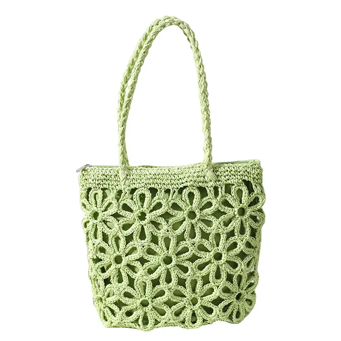 Niyang Nhà Máy Bán Buôn Bán Hot Thiết Kế Dây Giấy ĐAN Handmade Túi Xách Tote Túi Mùa Hè Phụ Nữ Bãi Biển Du Lịch Hoa Túi Rơm