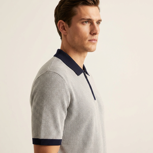 Maglione Polo da Uomo in Cotone a Maniche Corte, Maglieria Maschile, Maglione in Maglia di Cotone per Uomo - Product Image 3