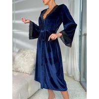 Livraison Gratuite – Peignoir et Robe de Nuit de Luxe pour Adulte – Robe de Chambre Noire en Dentelle