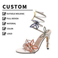 Chaussures pour femmes, nouveau style, sandales sexy de luxe à talons hauts de 11.5cm, chaussures pour dames, dessus orné de diamants, décoration papillon ZhiCYT588