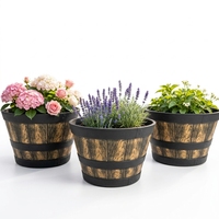 Pot de fleurs en plastique de 20 pouces, style baril, classique, pour la maison et le jardin, idéal pour le whisky