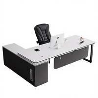 Ensemble bureau et chaise de direction, style minimaliste moderne, en bois, en forme de L, pour usage commercial
