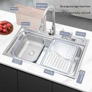 Évier à marches en acier inoxydable SUS304, simplicité moderne, grand évier simple pour la cuisine, bac à légumes, multifonctionnel pour la maison - Product Image 2
