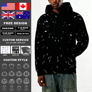 Sudadera con Capucha KingSen de Alta Calidad, Hombros Caídos, Algodón Grueso, Estampado Digital Abstracto de Meteoritos, Sudadera Informal con Capucha, OEM - Product Image 2