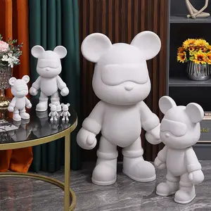厂家批发Diy树脂工艺白熊雕像28厘米50厘米80厘米尺寸熊雕塑流体熊砖毛坯