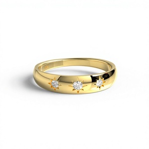 แหวนเพชรทรงกลมเจียระไนแบบบริลเลียนท์เคลือบทอง 18K 14K หรูหรา ประดับเพชรแล็บโกรว์ ดีไซน์รูปดาวกระจาย สำหรับผู้หญิง แหวนแต่งงานทรงโดม แหวนนิรันดร์ - Product Image 1