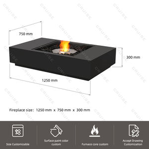 Instalación de pie de crucero, alfombrilla de brasas, alfombrilla para hoguera, revestimiento en polvo, vidrio para exteriores, 1250-750-300mm, pozo de fuego de madera/Gas/Alcohol - Product Image 5