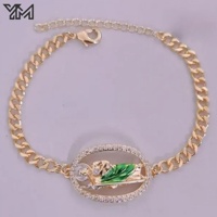 Pulsera Punk de Cadena Cubana Chapada en Oro de 14K con Santa Muerte, Aleación y Diamantes de Imitación, Cadena de Moda Religiosa, Pulsera de Cadena con Diseño de Grim Reaper
